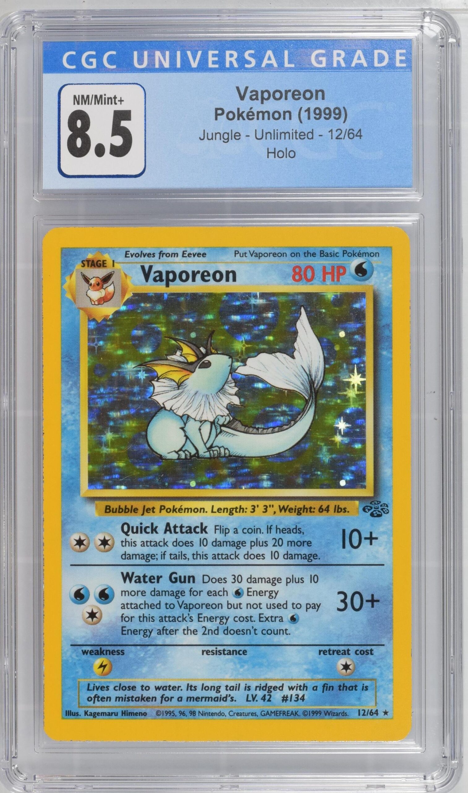 CGC 8.5 - Vaporeon Holo - Jungle - #12