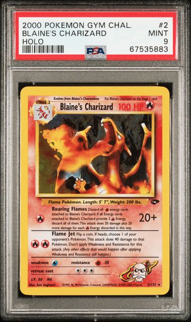 PSA 9 - Blaine's Charizard Holo - Gym Challenge- #2