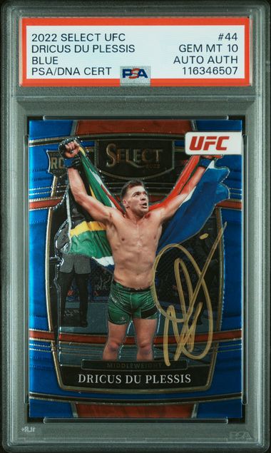 PSA 10 Auto Authentic - Dricus Du Plessis Rookie - Blue Refactor Panini Select - #44