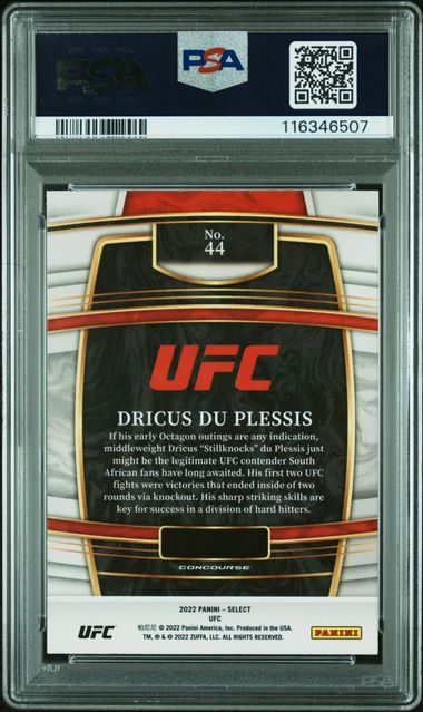 PSA 10 Auto Authentic - Dricus Du Plessis Rookie - Blue Refactor Panini Select - #44 - Image 2